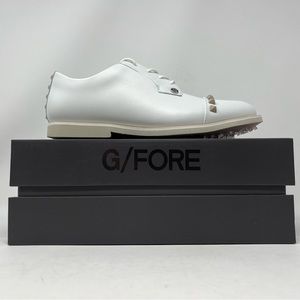 NEW G Fore Shoes Womens White Pink Golf Gallivanter Leather Stud Cap Toe Sz 8.5